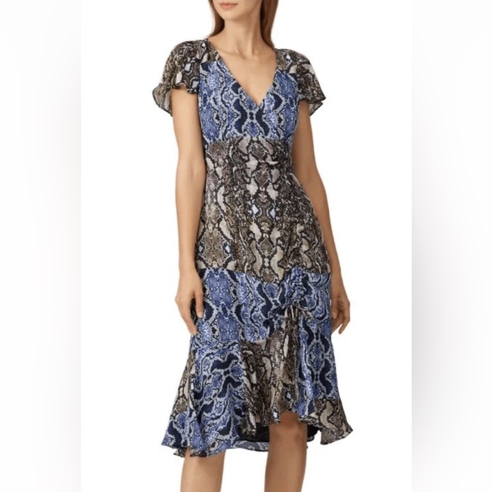 Parker Delia Silk Multicolor Snake Print Dress sz S